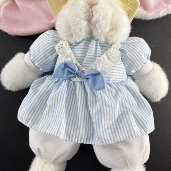 Prestige Toy Corp White Bunny Rabbit Polka Dot Plush Pink Sailer Stuffed Animal - Picture 4 of 7